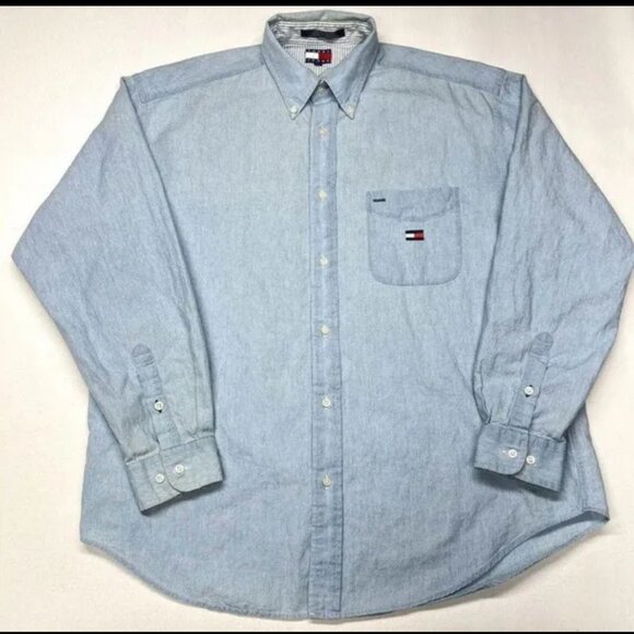 Tommy Hilfiger Light Blue Casual Button Down Shirt - Picture 1 of 6